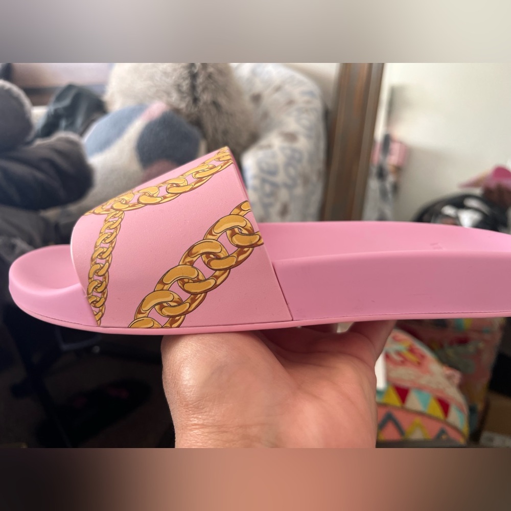 Versace Greek Key Flip Flop in Candy Gold Sz 42